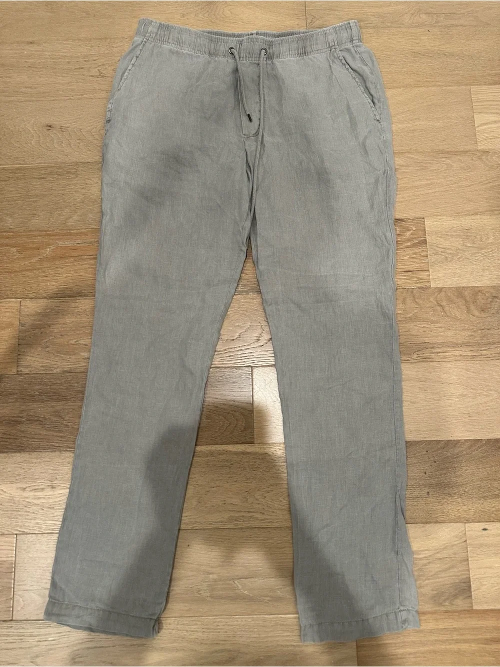 James Perse Men’s Trouser Pants Drawstring Tan Linen Sz 1 US S Quiet Luxury